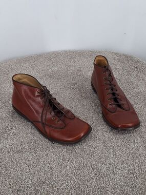 Giraudon Sz 36.5 Women's Brown Leather Lace-Up Ankle Boots